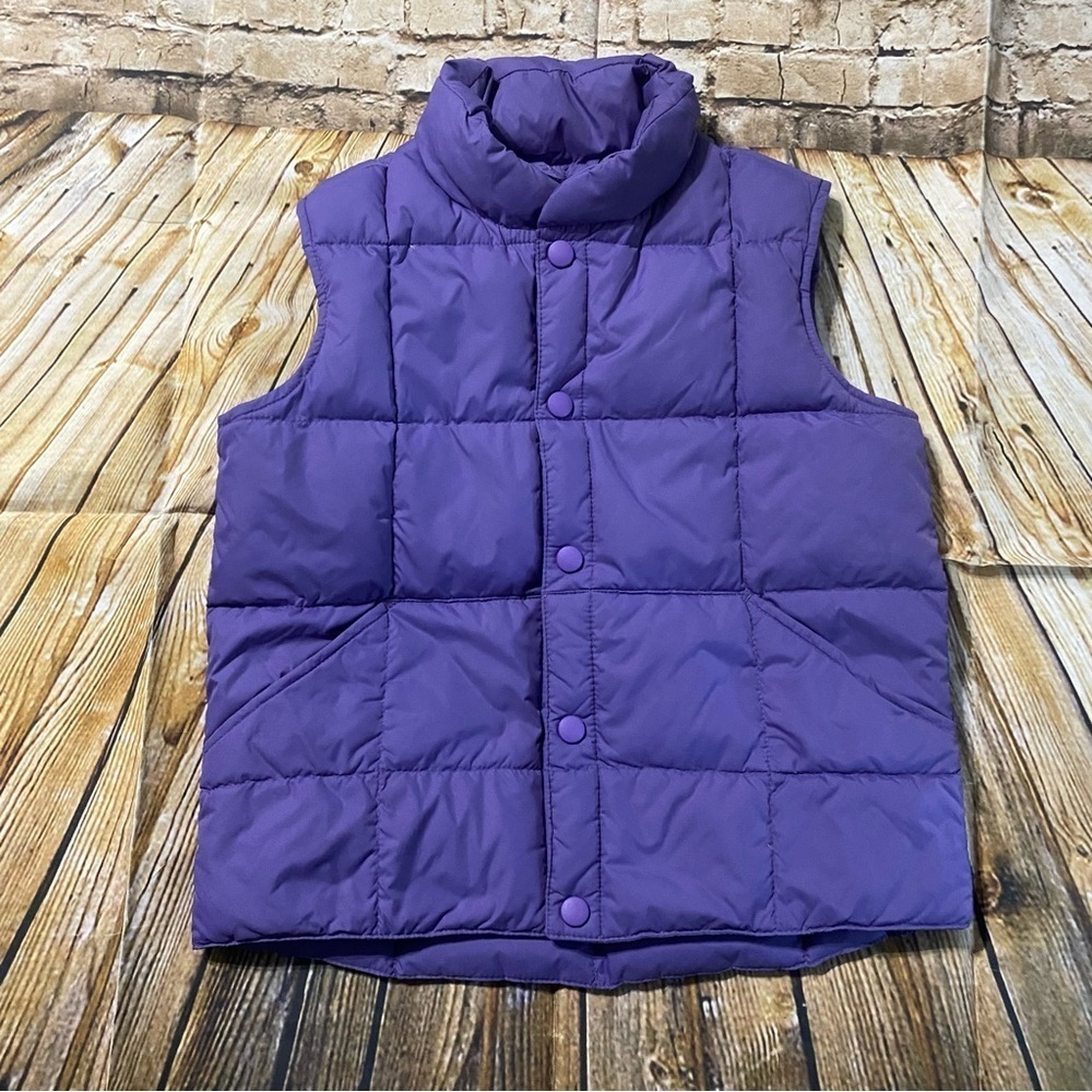 Lands End Purple Nylon Goose Down Puffer Vest Snap Front